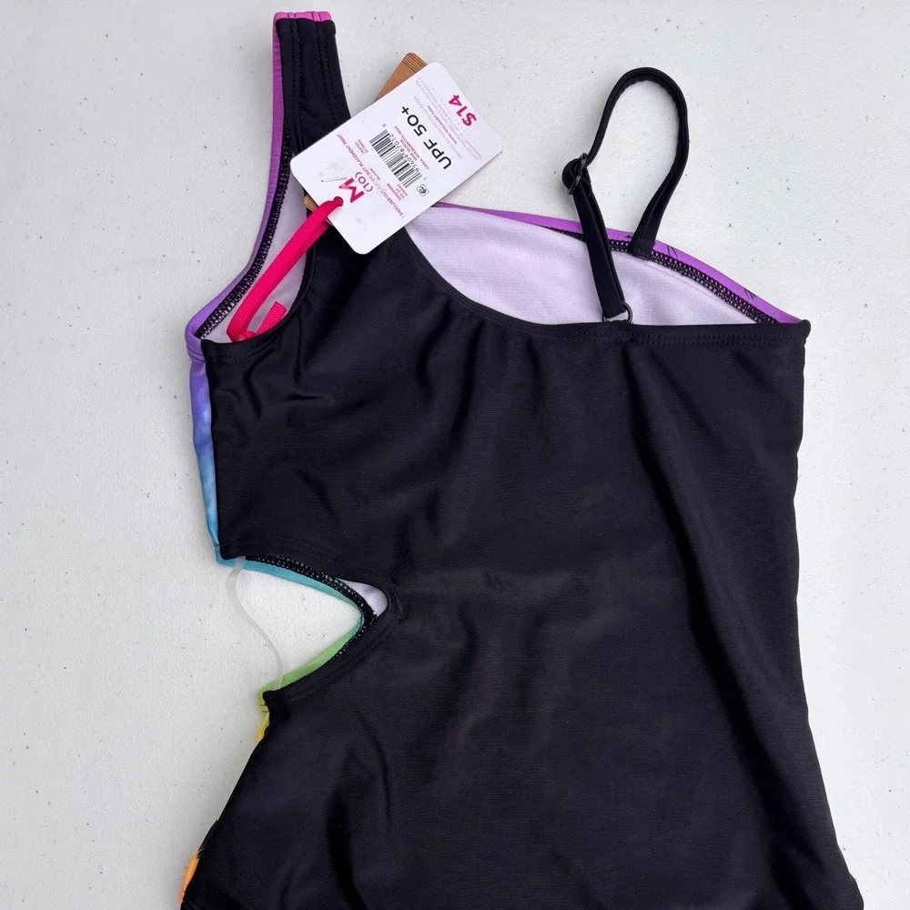 One-Piece Swimsuit‎ Cover-Up Girls 10/12 Pink Rainbow NWT